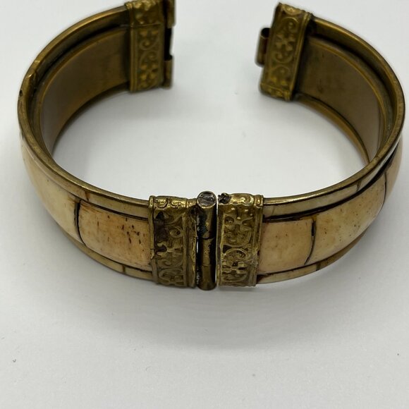 Vintage Brass Inlaid Tribal Bangle / Bracelet India JP231 - Picture 8 of 8